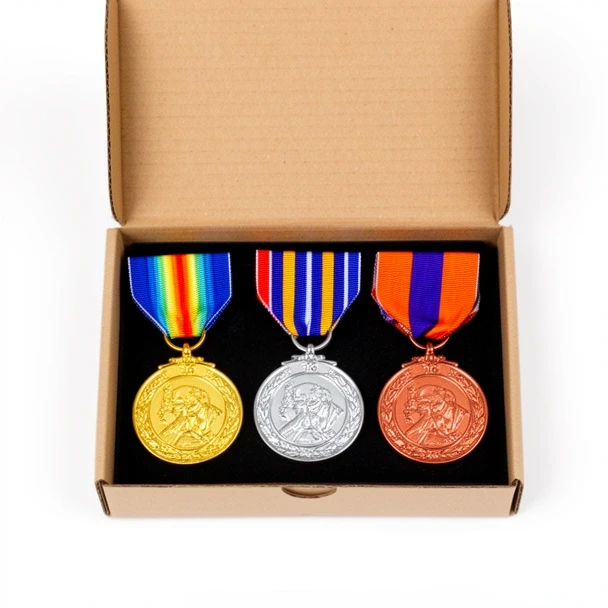 Set 3 médailles or argent bronze